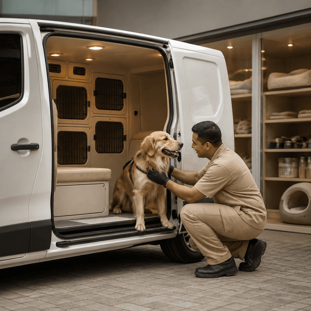 Van segura e acolhedora para transporte de cães e gatos da Pet & Gato.